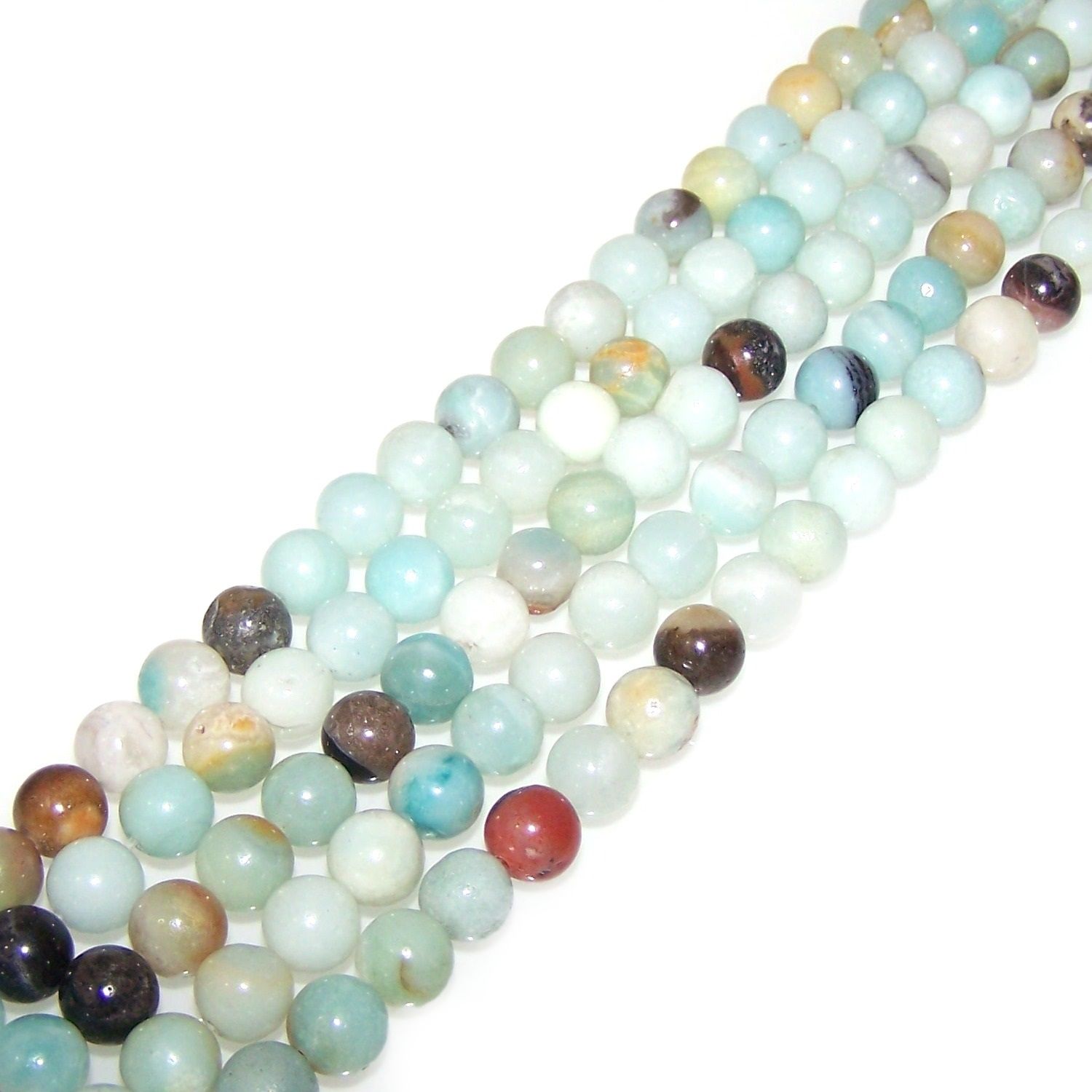 1 Strand of 8mm Round Semiprecious Gemstone Beads Amazonite MultiColor